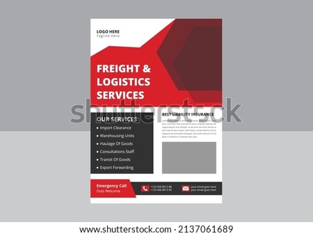 Freight Logistic Services Flyer Template. Transport Logistic service flyer design. cover, poster, leaflet, flyer design.