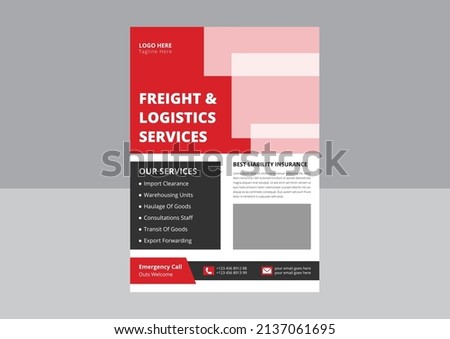 Freight Logistic Services Flyer Template. Transport Logistic service flyer design. cover, poster, leaflet, flyer design.