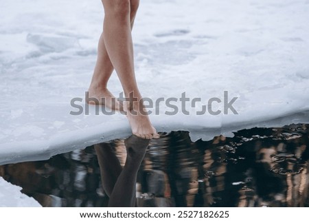 Similar – Image, Stock Photo legs standing on river bridge