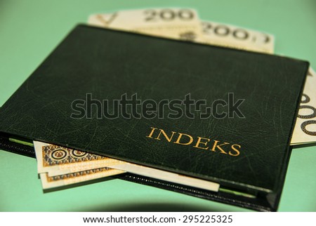 Student booklet with money