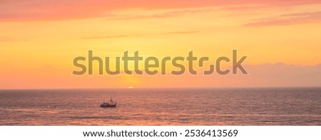Similar – Image, Stock Photo A fishing cutter, the danger buoy, sailing yachts on the Wadden Sea can be seen