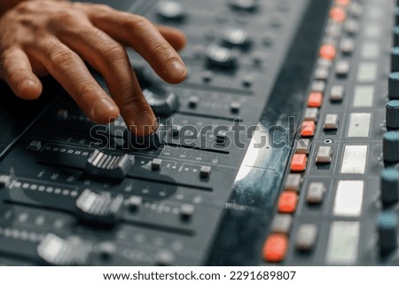 Similar – Image, Stock Photo Electronics audio mixer with wires in the studio