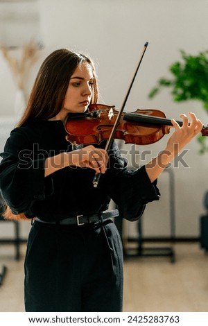 Similar – Image, Stock Photo Young student violinist
