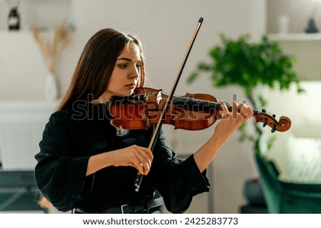 Similar – Image, Stock Photo Young student violinist