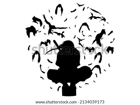 silhouette illustration of a man in anime style