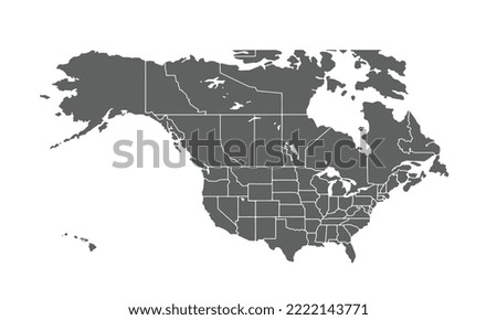 North America map isolated on white background.