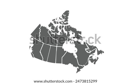 Canada map isolated on white background. for website layouts, background, education, precise, customizable, Travel worldwide, map silhouette backdrop, earth geography, political, physical.