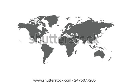 Map of world isolated on white background. for website layouts, background, education, precise, customizable, Travel worldwide, map silhouette backdrop, earth geography, political, reports.