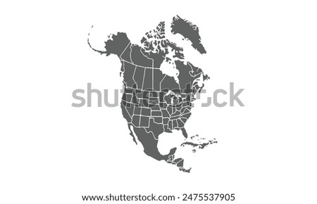 North and south america isolated on white background. for website layouts, background, education, precise, customizable, Travel worldwide, map silhouette backdrop, earth geography, political, reports.