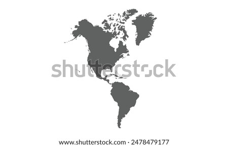 Map of north and south america isolated on white background. for website layouts, background, education, precise, customizable, Travel worldwide, map silhouette backdrop, earth geography, political.