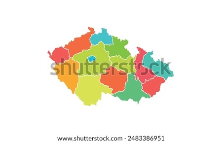 Map of Czech Republic isolated modern colorful style. for website layouts, background, education, precise, customizable, Travel worldwide, map silhouette backdrop, earth geography, political, reports.