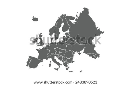 Europe map isolated on white background. for website layouts, background, education, precise, customizable, Travel worldwide, map silhouette backdrop, earth geography, political, reports.