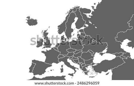 European political map isolated on white background. for website layouts, background, education, precise, customizable, Travel worldwide, map silhouette backdrop, earth geography, political, reports.