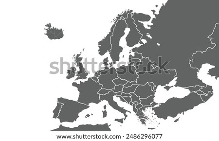 European political map isolated on white background. for website layouts, background, education, precise, customizable, Travel worldwide, map silhouette backdrop, earth geography, political, reports.