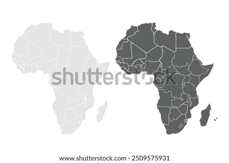 Africa map.Nigeria, South Africa, Egypt, Kenya, Ghana, Morocco, Ethiopia, Tanzania, Algeria, Uganda.