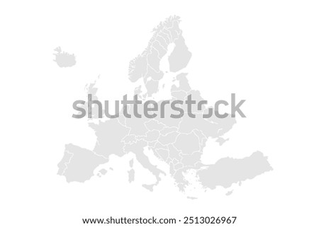 Europe with countries Map grey.