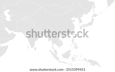 Asian continent. Central, East, North, South, Southeast and Western Asia.