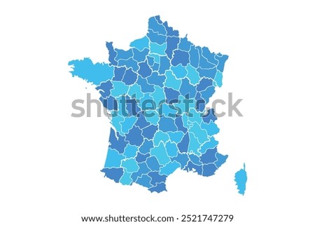 Map of France. Print of France, poster or geographic, political theme. Infographic graphic design print map of France states. Vector Illustration.