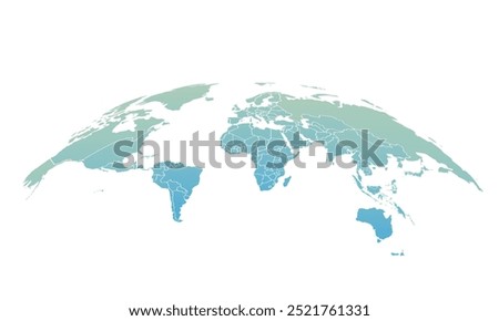 Blue curved World map contours on white background. Made for world news and articles.