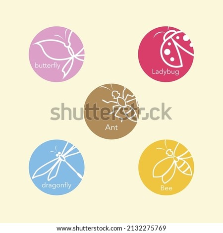 Insect logo on pastel color vector illustration, itc.