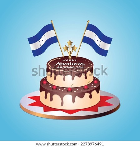 Honduras Flag National Day with a Cake on a Blue Background