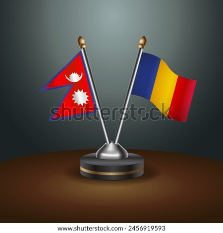 Nepal and Chad table flags relation with gradient backgrund. Vector Illustration