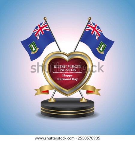 British Virgin Islands Happy National Day small table flag with Golden Heart