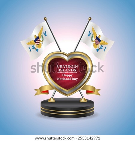 Us Virgin Islands Happy National Day small table flag with Golden Heart