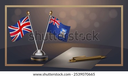 Small national flag of United Kingdom and Falkland Islands flag Relation, Template banner vector  Illustration