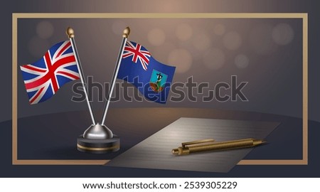 Small national flag of United Kingdom and Montserrat flag Relation, Template banner vector  Illustration