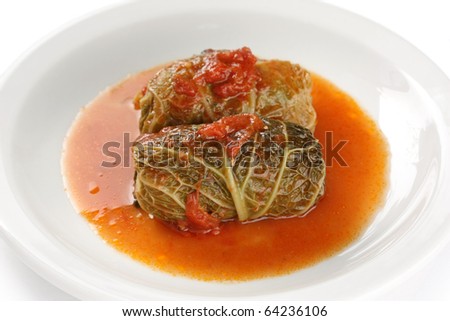 cabbage roll , stuffed cabbage with tomato sauce