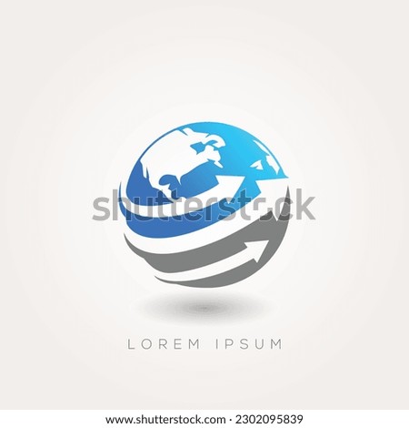 Transport globe and arrow logo design vector