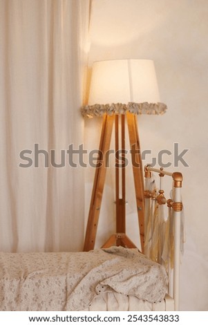 Similar – Image, Stock Photo Lamp behind curtain light