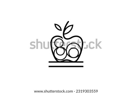 Apple fruit abstract design logo template with circle inside