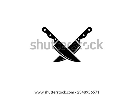 Butcher knife flat design logo