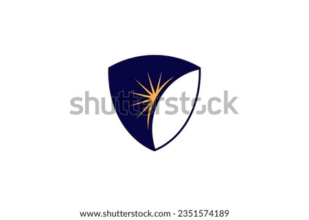 Shield logo with rising sun horizon combination