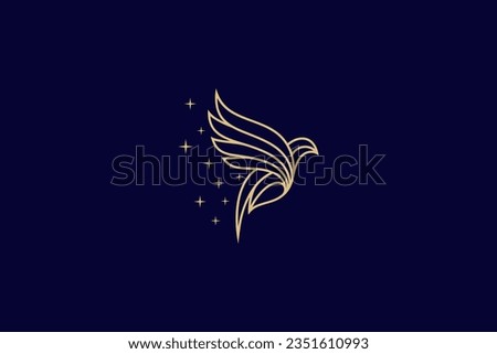 dove logo design decorated with blink with luxury line art style