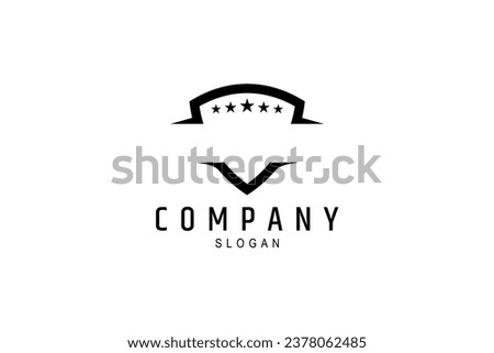 Shield vector logo design template with five stars decoration