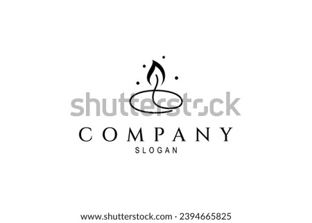 Candle logo with minimalist line art design style