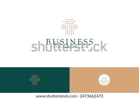 Column pillar logo in minimal line art design