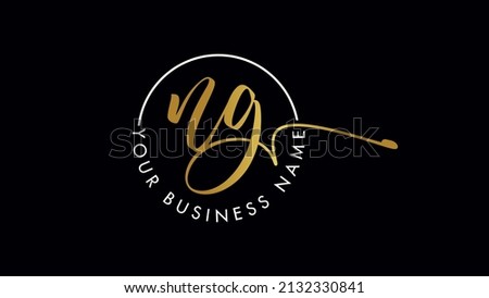 Letter N G creative signature style monogram logo design.Typographic icon script letter n and letter g with creative vector template.Lettering sign isolated on dark background. Stock fotó © 