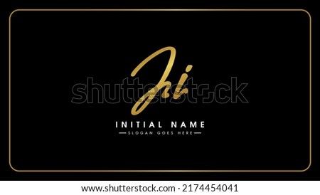 Initial JI vector monogram and elegant logo design.Typographic icon with script letter j and letter i vector logo template.Lettering sign isolated on dark background. Stock fotó © 