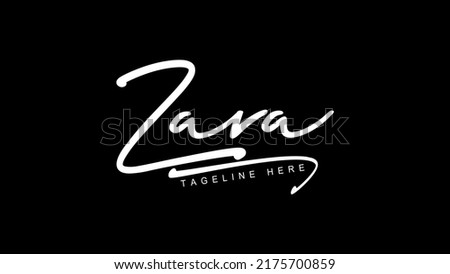 Zara handwritten vector signature logo, Make any creative business stand out with this signature, Are you a photographer, event planner or have a lifestyle blog, This logo design is the right choice.