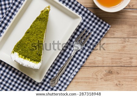 Green Tea Cake / Slice of Green Tea Cake Background