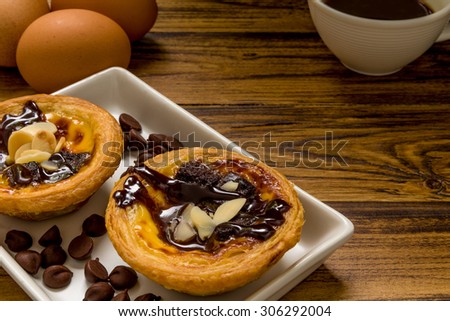 Chocolate Egg Tart Background / Chocolate Egg Tart / Portuguese Chocolate Egg Tart Background