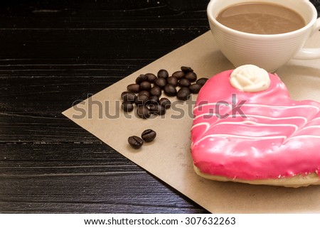 Dessert with Coffee Background / Dessert with Coffee / Dessert with Coffee Cup on Wooden Background