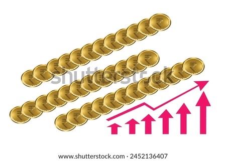 Indian Union Budget, India economy, finance icon, Indian rupee coin .	