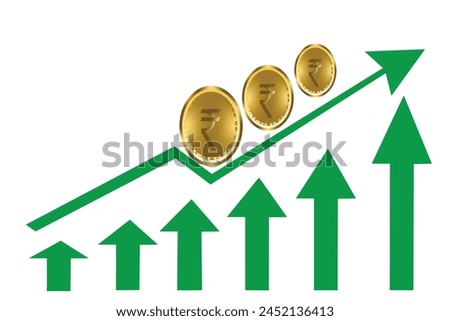 Indian Union Budget, India economy, finance icon, Indian rupee coin .	