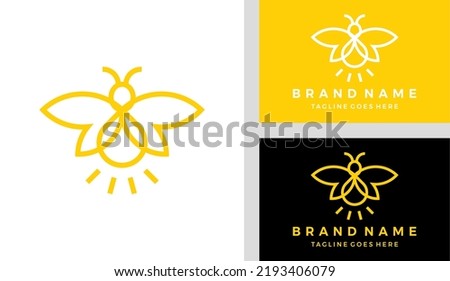 Flat fireflies logo design vector illustration