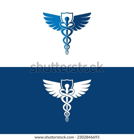 Caduceus symbol, Medical snake logo Icon template